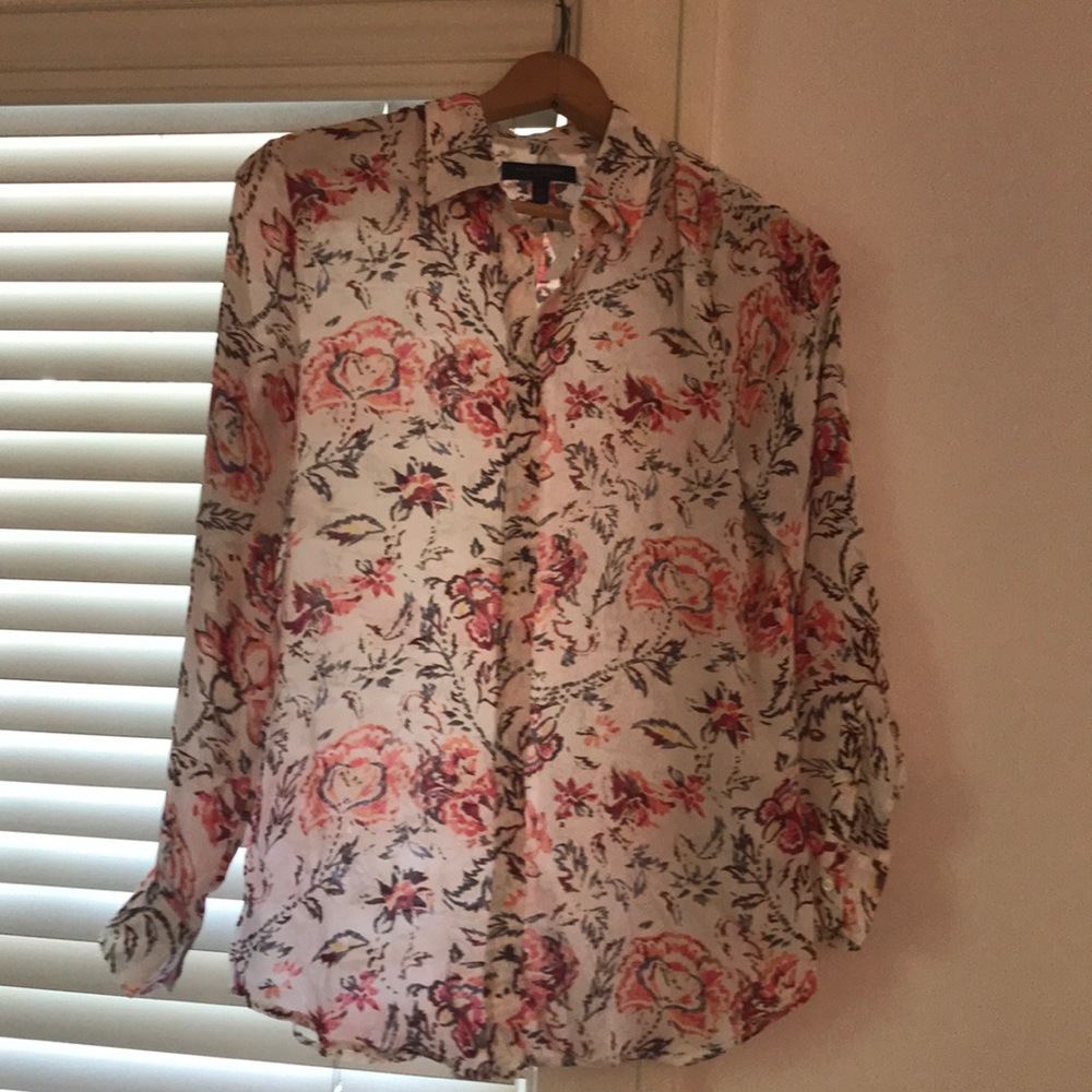 Banana Republic shirt blouse Sz M print semi sheet